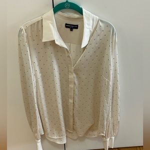 Generation Love rhinestone silk long sleeve shirt. White. New w tags.